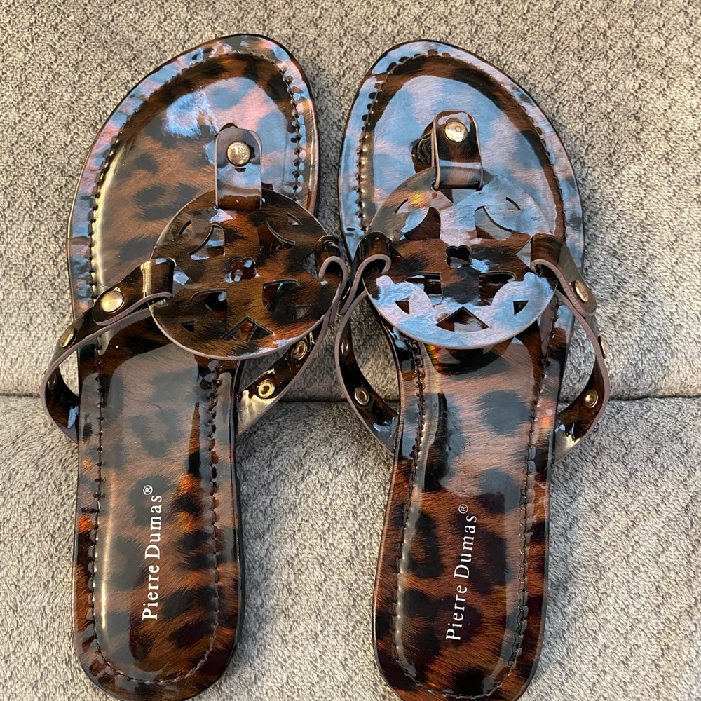 Pierre Dumas Leopard Print Sandals
